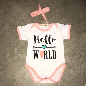 NEW Baby Onesie and Headband set “Hello World” 💕